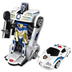 Brinquedo Infantil Carrinho Luz E Som Polícia Que Vira Robô