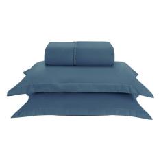 Kit Jogo Lençol Elástico 300 Fios Solteiro 2 Peças Marinho