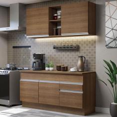 Cozinha Compacta Madesa Glamy 150001 com Armário e Balcão (Com Tampo) - Rustic
