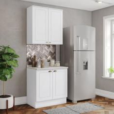 Cozinha Compacta 2 Peças 100% Mdf com Tampo Internacional Branco