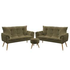 Kit 2 Namoradeiras Beta com Puff Solar Veludo Aradecor, Capuccino, ÚNI