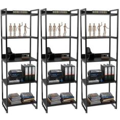 Kit 03 Estantes 5 Prateleiras Escritório Estilo Industrial Form C01 18