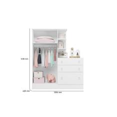 Guarda roupa roupeiro com comoda infantil doce sonho - branco - QMOVI