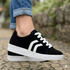 Tênis Feminino Via Marte Nobuck Preto/branco, Preto, Branco, 37