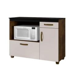 Balcão De Cozinha Para Cooktop 5 Bocas Cronos Arte Móveis, Ipê/ Off Wh