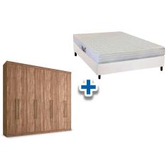 Cama Box Casal + Colchão Frontier Herval + Guarda Roupa Master Vip 8.4 Atacama
