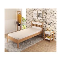 Cama Solteiro 96,7x92x196 cm Amêndoa/Branco Tecnomobili