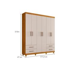 Guarda Roupa Solteiro 6 Portas E 4 Gavetas C- Pés Canadá Plus Cinamomo-off White Conquista