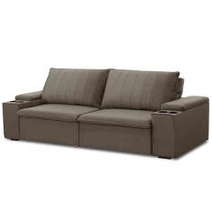 Sofá Retrátil Reclinável 3 Lugares 225cm Baluart F05 Veludo Castor - Mpozenato