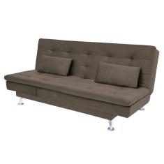 Sofá-Cama com Chaise 188cm Linoforte Rayssa Suede Veludo Espuma D-33 - Capuccino