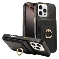 S. Tedazo Capa carteira compatível com iPhone 16 Pro Max com suporte para cartão de crédito e suporte de anel de rotação de 360°, capa flip de couro com bloqueio RFID à prova de choque para iPhone 16