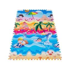 Tapete Infantil Festa da Princesa 6 Peças - Dupla Face Ibimboo 1,80x1,