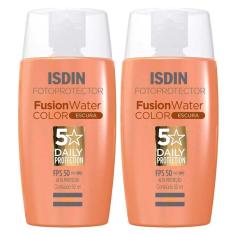 Isdin Fusion Water 5 Stars Color Kit com 2 Unidades – Protetor Solar Facial com Cor FPS50 – 50ml – E-Unissex