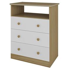 Cômoda Infantil 3 Gavetas Smim Móveis Peroba Branco/Carvalho