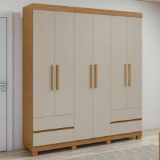 Guarda-roupa 6 Portas 4 Gavetas Zeus com Pés - Móveis Lopas