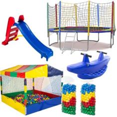 Cama Elástica Pula Pula 3,05m Resistente Piscina de Bolinhas 1,50m Pre