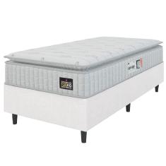 Cama Box Solteiro Colchão Espuma D33 Pillow Top Van Gogh 88x188x62cm Branco Hellen-suporta Até 120kg Por Pessoa