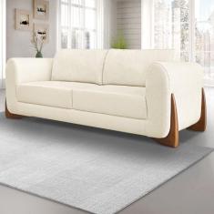 Sofá 3 Lugares Base de Madeira Clarissa 200 cm Linho S04 - D'Rossi - D