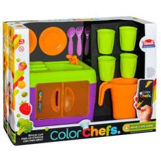 Kit Pia Cozinha Color Chef Com Acessórios - Usual Brinquedos