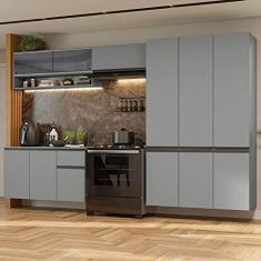 Armário de Cozinha Completa Suspenso 320cm Cinza Nice Madesa 04