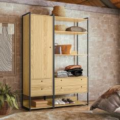 Guarda Roupa Closet Modulado Industrial 4 Gavetas Olivar Pinus