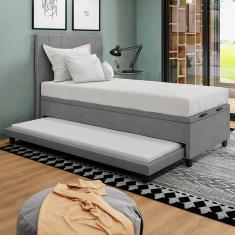 Base Cama Baú Solteirão com Cama Auxiliar Veludo SkyBox