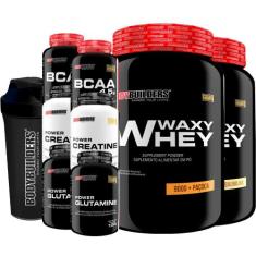 Kit 2x Waxy Whey 900g + 2x Bcaa 100g + 2x Power Creatina 100g + 2x Pow
