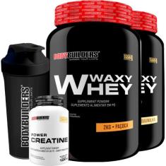 Kit 2x Waxy Whey 2kg + Power Creatina 100g + Coqueteleira - Bodybuilde