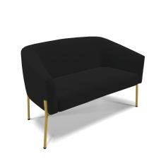 Sofá Namoradeira 2 Lugares Pé De Ferro Dourado Stella Linho D03 - D'rossi Cor A79 Preto