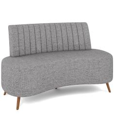 Sofá Chaise Living 2 Lugares 160cm Para Sala Cayman K01 Linho Cinza