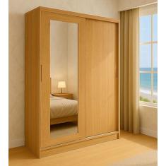 Guarda Roupa Solteiro 2 Portas de Correr 1 Espelho 1 Gaveta 6 Pratelei