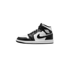 Tênis Air Jordan 1 Mid WMNS, branco/preto/branco, tamanho 36