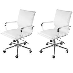 Kit 2 Cadeiras Escritorio Diretor Design Italiano com Relax material s