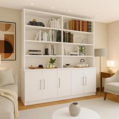 Estante de Livros Moderno MDF 191cmx210cm 5 Portas 8 Prateleiras - Fos