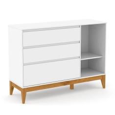 Jogo de Quarto Infantil Nature Clean Guarda Roupa 4 Portas e Cômoda com Porta - Matic Móveis