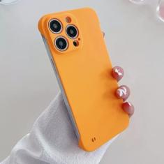 Capa sem moldura fosca de cor sólida para iPhone 14 11 12 13 Pro Max Mini XR XS Max X 7 8 Plus Capa protetora para PC rígido, amarela, para iPhone 14 Pro
