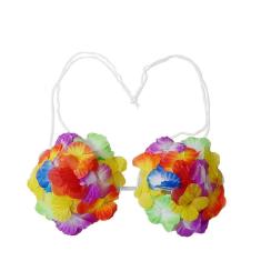 Top Sutiã Havaiano C/ BOJO Colorida e Florida Adulto Fantasia Carnaval