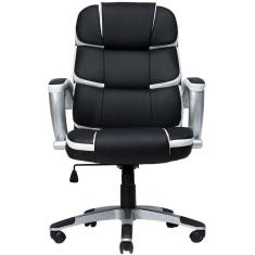 Cadeira Presidente Corporate Giratoria Preto e Branco Mymax