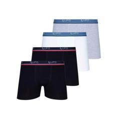 Kit com 4 Cuecas Boxer Lupo 523-088, Preto, M