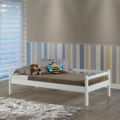 Cama Solteiro em Madeira Maciça Reversível - Casatema, Branco