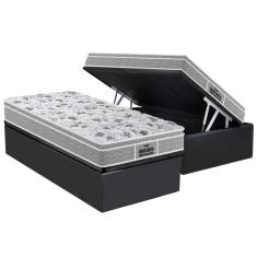 Cama Box Baú Solteiro: Colchão Espuma D45 Probel / ep Guarda Costas PróExtreme Plus + Base crc Suede Gray(88x188)
