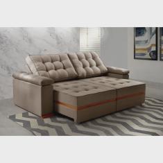 Sofá Retrátil e Reclinável 4 Lugares Prada Linho Marrom