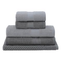 Buddemeyer Jogo de Toalhas Fio Penteado Canelado Gigante Verde/Verde Suave 5 peças