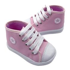 Sapatinho de Bebê Calçado Infantil Tênis Para Bebê Alto Star Rosa Bebê