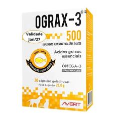 Ograx 3 500mg 30 Cápsulas Avert Suplemento Alimentar para Cães e Gatos