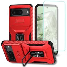 Wanyuexes Capa para Pixel 8, capa para Google 8 GKWS6 G9BQD com protetor de tela de vidro temperado e capa de câmera deslizante, suporte giratório para carro, capa à prova de choque para Google Pixel