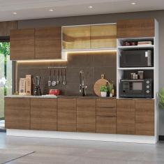 Armário de Cozinha Completa 310cm Stella Madesa 03, Branco/Rustic
