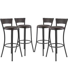 Kit 4 Banquetas Alta Forts Fibra Proteção UV Bancada, Área Gourmet, Ba