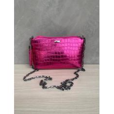 Bolsas Feminina Croco Metalizada Alça Transversal Bolsa Balada Festa m