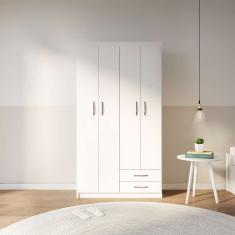 Guarda-Roupa Solteiro Sydney 4PT 2GV Branco